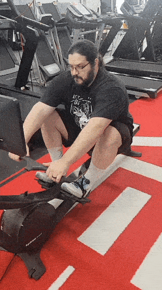 Our tester using the Hydrow Wave.