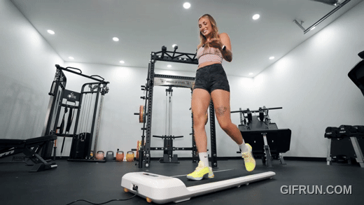 Our tester walking on the WalkingPad C2 Folding Treadmill.