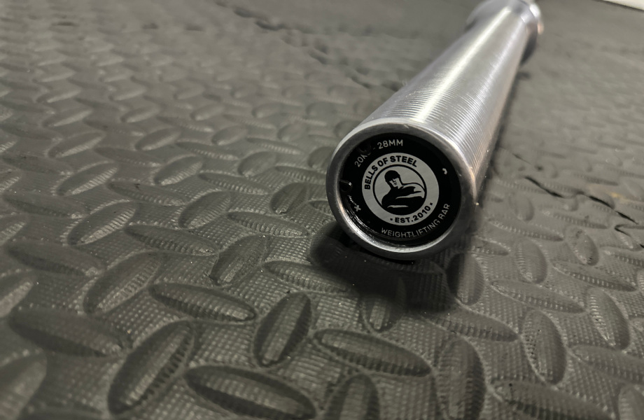 A close-up look at the Bells of Steel Olympic Barbell 2.0.