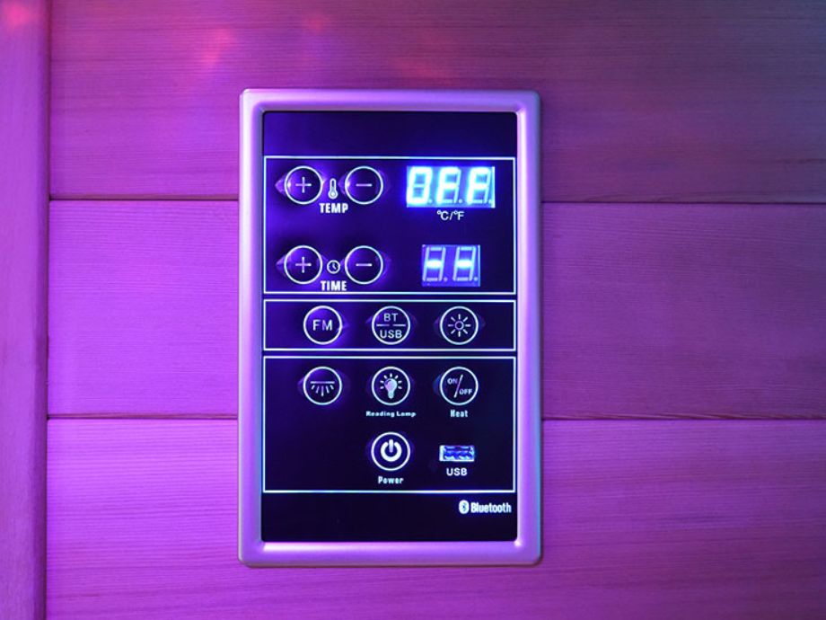 The control panel in the Sun Home Luminar sauna