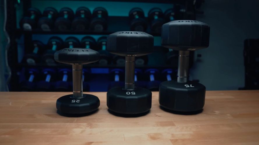 Eleiko Evo Dumbbells on a table.