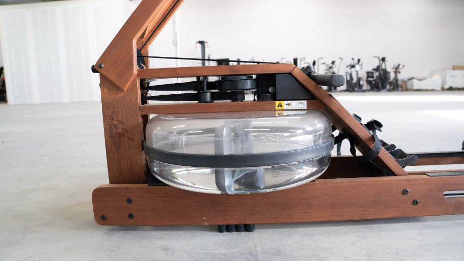 A close-up view of the Ergatta rower's water tank