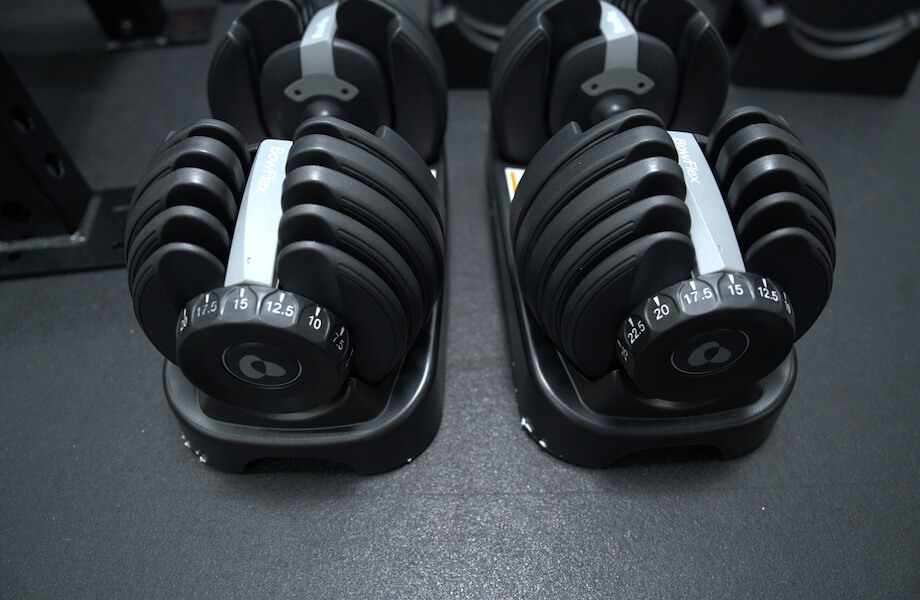 The weight plates featured on the Bowflex Results Series 552 SelectTech adjustable dumbbells