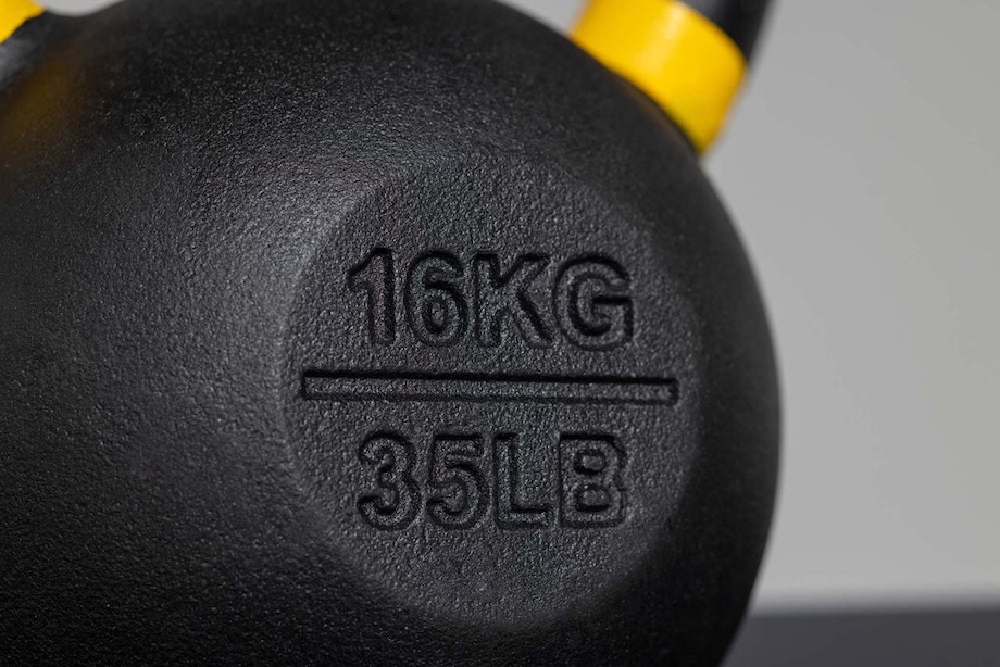 A closeup shot of a REP Fitness Kettlebell.