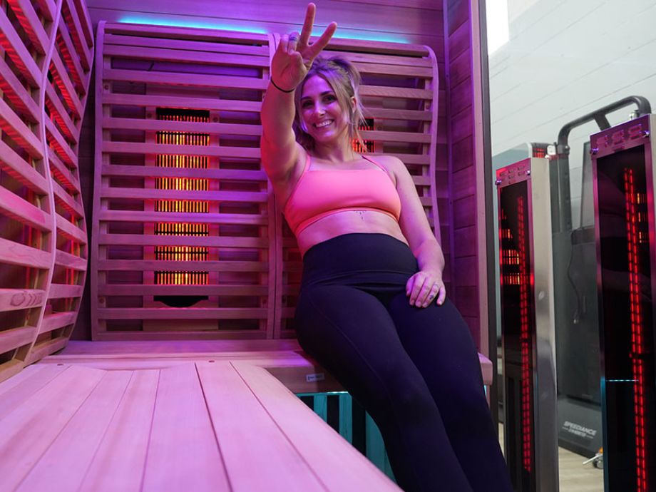 A woman sitting in the Sun Home Luminar