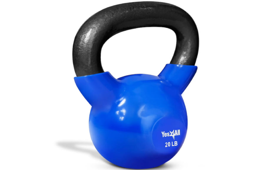 A 20-pound Yes4All Vinyl Coated Kettlebell